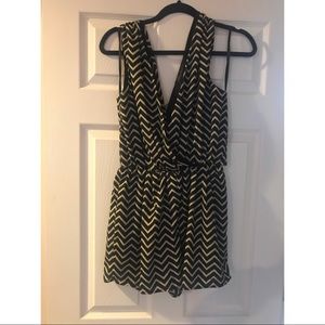 Black and white stripped romper